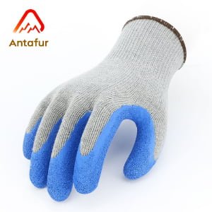 10-Gauge Poly-Cotton Latex Wrinkle Palm-Coated Work Gloves | LW0102