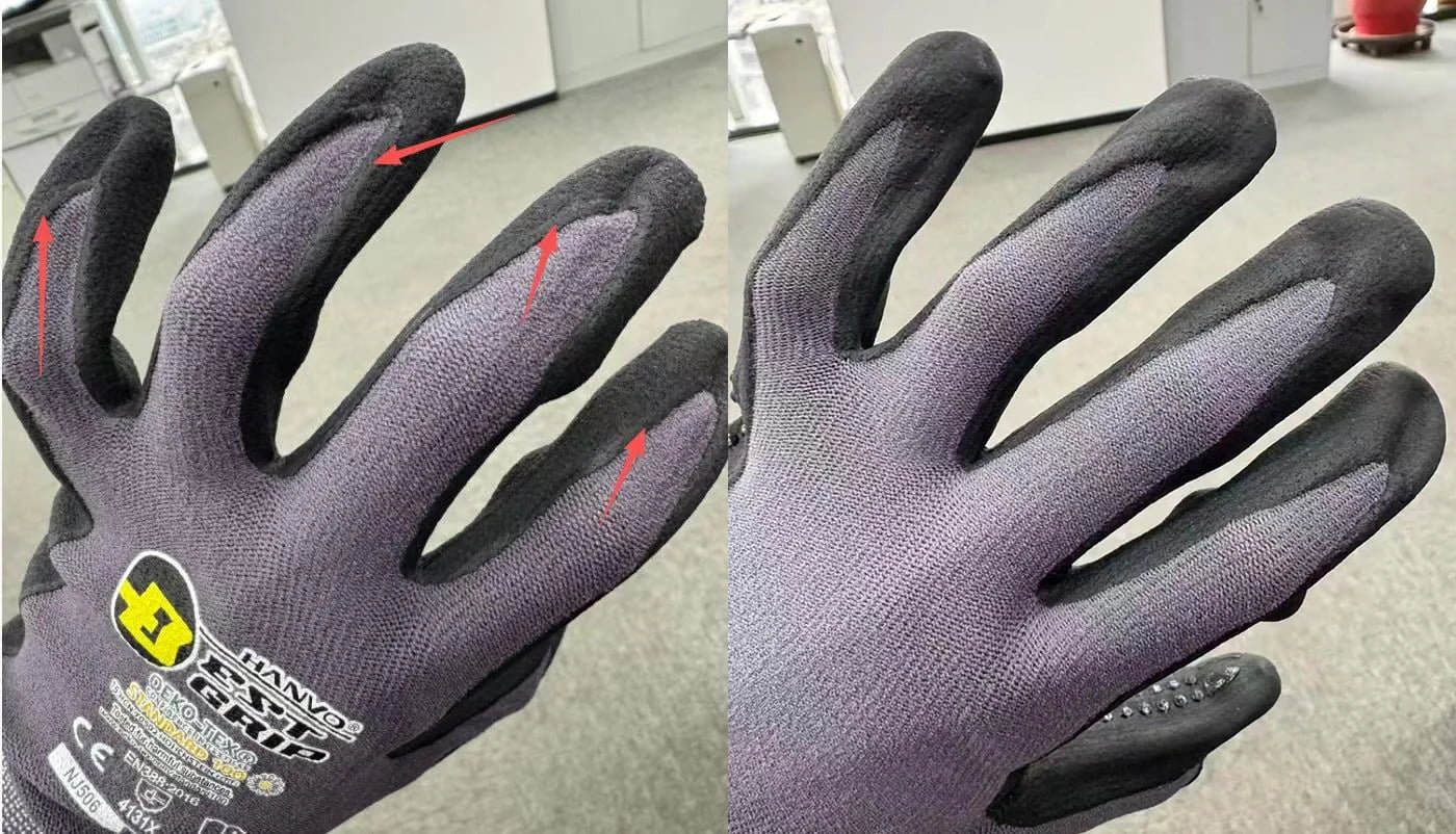 Nylon Spandex Micro-foam vs. Water-Washed Foam gloves